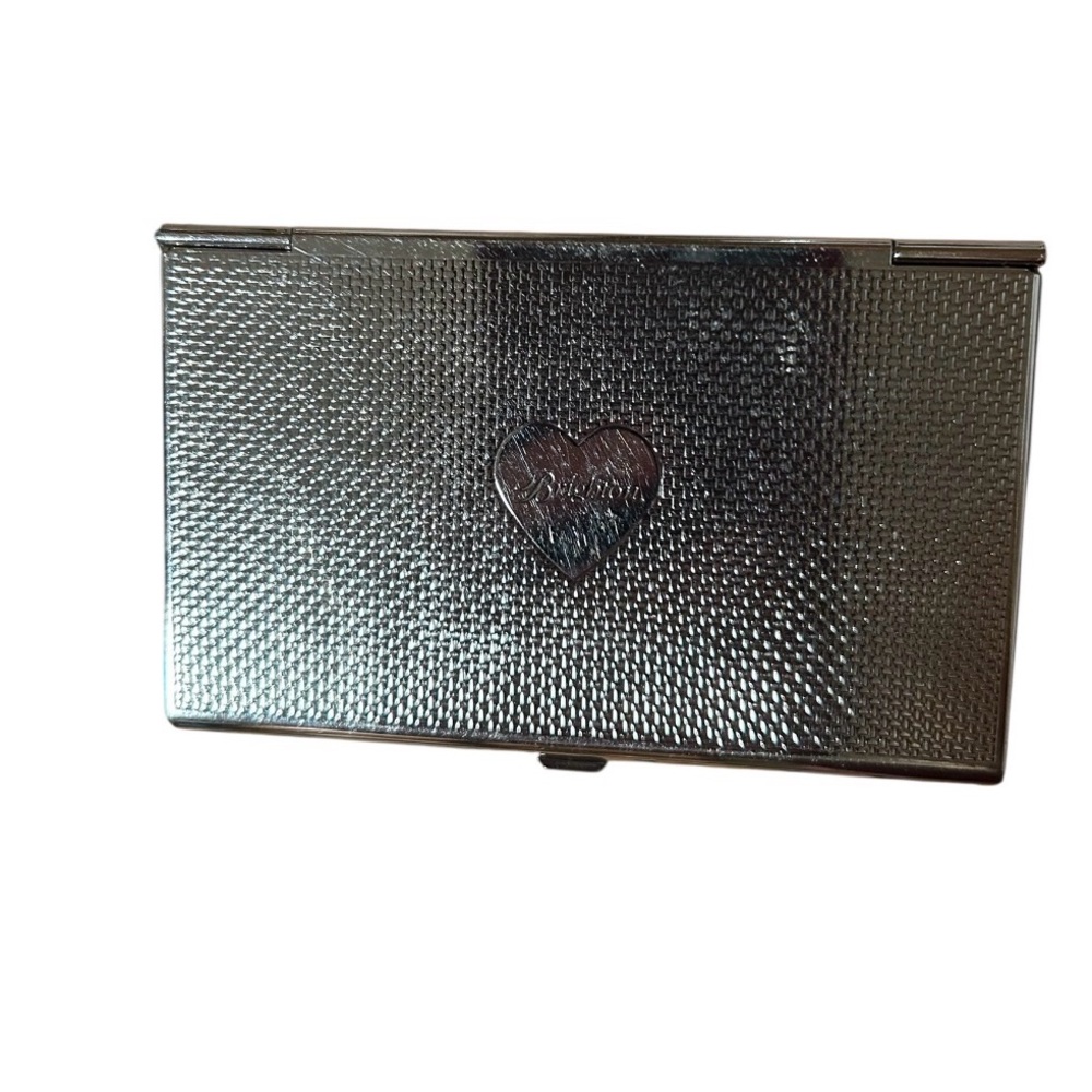 Brighton Tapestry Card Case Elegant Silver and Pearl Top With Mirrored inside - Picture 4 of 6